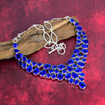 Sinise safiiriga kaelakee, k&auml;sitsi valmistatud v&auml;&auml;riskivist kaelakee, 925 sterlingh&otilde;bedast kaelakee, antiiksed ehted, kihluskingitus Adjustable With 18 Inches