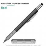 6-&uuml;hes multifunktsionaalne pliiats: Kuulots, kruvikeeraja, nihik, tase, joonlaud ja pliiats multi-function pen must