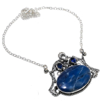 Sodalite, Blue Topaz Gemstone Ethnic 925 Silver Gift Jewelry Necklace 18 z4s86