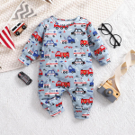 Vasts&uuml;ndinud beebipoiss multikas s&otilde;idukile prinditud pikkade varrukatega sang 1-3M