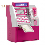 Lastele m&otilde;eldud pangaautomaadi hoiup&otilde;rsas m&auml;nguasi kaardiga Elektrooniline sularaha, m&uuml;ntide s&auml;&auml;stupank, &otilde;petlik automaatne parool sularahaautomaat v&auml;ikelastele poistele t&uuml;drukutele roosa