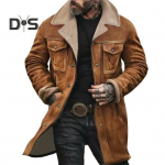 Meeste jope s&uuml;gistalvine villane mantel rev &Uuml;herealine keskmise pikkusega tuulekindel jope seemisnahast mitme taskuga &uuml;ler&otilde;ivad S tumekollane v&auml;rv