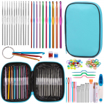 Fenrry 86TK Heegeln&otilde;ela komplekt Heegeln&otilde;ela komplekt kudumisvardadega pistemarkeritega V&auml;rviline kott heegeldamiseks helesinine v&auml;rv