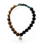 Bracelet - A Bijoux - Chrysocolle des USA - Onyx noir mat - Bois - 19-20 cm