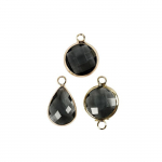 Pendentif - Noir - Assortiment de 6 pcs - Verre &agrave; facettes - M&eacute;tal - 3 designs vari&eacute;s