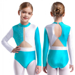 T&uuml;drukute v&otilde;imlemine trikoo iluuisutamine ballett trikoo pikkade varrukatega kividest v&otilde;rkkombinesoon tantsuriided jazz-tantsu body, ladina tantsu kost&uuml;&uuml;m 5-6 Years sinine