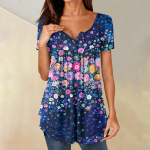 Naiste tuunikatopid Riietuvad vabaaja suvised l&uuml;hikeste varrukatega s&auml;rgid, avarad plisseeritud Boho top XXXL