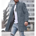 Kevadine uus meeste tasku mitmek&uuml;lgne igap&auml;evane retro p&uuml;stkrae keskmine pikk villane mantel meeste vabaaja mantel meeste riided XXL
