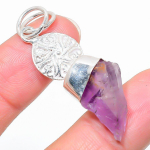 Amethyst Rough Handmade 925 Sterling Silver Jewelry Pendant 1.97 m1a66