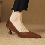 Krazing Pot Suede Mood Suvi Kevad S&uuml;gis Suvi Slip-on Pidu Naiste Terav Nina Stiletto Keskmine Konts Kingad 35 pruun