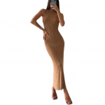 Naiste suvine maksikleit kilpkaelusega varrukateta silmkoeline &otilde;lgadeta kleit Klubi peokleit &otilde;huke kleit S kohv