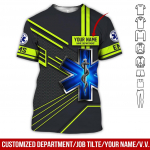 Kohandatud nimi Cosplay EMS EMT meditsiiniline parameedik t&ouml;&ouml;taja t&auml;toveering 3DPrint suvine Harajuku t&auml;navariietus l&uuml;hikeste varrukatega vabaaja T-s&auml;rgid X4 XL