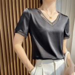 VEZFAA naiste moe vabaaja suve kevade &uuml;hev&auml;rvilise tr&uuml;kiga l&uuml;hikeste varrukatega V-kaelusega pluusid ja s&auml;rgid M