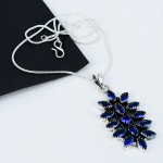 Londoni sinine topaas v&auml;&auml;riskivi k&auml;sitsi valmistatud 925 sterlingh&otilde;be elektrovorm lill kaelakee, Londoni sinine topaas h&otilde;be naisele unisex ripats kihlumiskingitused 20" sinine