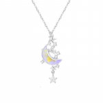 Star Moon Kuukivi Titaanist teraskett Kaelakee Romantiline ripats Ehted
