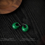 Smaragdroheline pisarakujuline vaigust geomeetriline U-kujuline 925 h&otilde;bedast n&otilde;elaga k&otilde;rvar&otilde;ngad