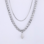 Ni&scaron;i Disain Kaelakee, Meeste Trendikas Hip-hop Kett, &Uuml;hendatud Kaelakee, Personaliseeritud ja Lahe Stiil, Kahekihiline Rangluu Kett 45CM