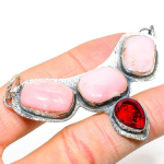 Pink Opal, Garnet Handmade 925 Sterling Silver Gift Pendant 2.29 e7n48