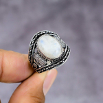 Rainbow Moonstone Handmade 925 Sterling Silver Jewelry Ring Size 10 t6n23