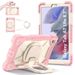 Samsung Galaxy Tab A7 Lite/ SM-T220/ SM-T225 jaoks. 360&deg; P&ouml;&ouml;rlev K&auml;epide Raskeveokaitse Stend TPU+PC 3in1 P&otilde;rutuskindel Tahvelarvutite PC &Uuml;mbris Samsung Tab A7 Lite roosa