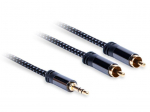 Kaabel Jack 3,5 mm - 2xRCA (M) stereo, Pikkus: 3,0m AQ Premium , Akustiline Kvaliteet must