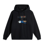 Li Ning Spordielustiili seeria Tr&uuml;kitud kiri Vabaaja mugav kootud dressipluus Meeste dressipluus Must AWDV245-1 XL