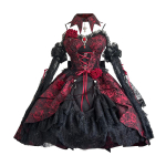 Naiste magus ja lahe originaal gooti lolita kleit, kitsas, ebakorrap&auml;rase pitsiga liigendvarrukatega kleit, subkultuur, Y2k, cosplay kleidid L punane