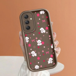 Pehme silikoonist ruudukujulise redeliga printimismustriga telefoni korpus T&auml;iskaanega kaamera p&otilde;rutuskindel kaitse kummist &uuml;mbris Samsungile Samsung A03 valge