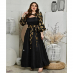 Kevadsuvi naiste kleit Seksikas tr&uuml;kitud kullaga satiin ballile swing kleidid hommikumantlid 2XL