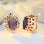 Elegantsed ovaalselt l&otilde;igatud lilla tsirkoonist tilkk&otilde;rvar&otilde;ngad naistele Luksuslik kuldset v&auml;rvi pulmapeo ehted kingitused kuld/lilla