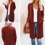 Naiste Boho Patchwork kardigan-pikk kampsun, eest avatud kootud kampsun M punane