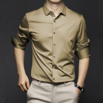 Uus Stretch kortsudevastased meeste s&auml;rgid pikkade varrukatega kleit-s&auml;rgid meestele Slim Fit sotsiaalse &auml;ri pluus valge s&auml;rk 6XL 2XL armee roheline v&auml;rv