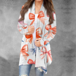 Naiste mood j&otilde;ulutr&uuml;kiga jakk pikkade varrukatega vabaaja kampsun mantel XXXXXL valge