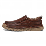 K&auml;sitsi &otilde;mmeldud nahast meeste kingad Mokassiinid Vabaaja mugavad meeste loaferid Slip-on nahast kingad Meeste korterkingad Kuum m&uuml;&uuml;k Jalatsid 39 tumepruun v&auml;rv