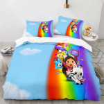 3D-prinditud tekikott padjap&uuml;&uuml;r voodipesukomplekt Twin Full King lastele t&auml;iskasvanutele magamistuba Gabbys nukumaja AU Double(180x210cm)
