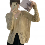 Suvine Kootud Ažuurne V&otilde;rk Pikkade Varrukatega &Uuml;hev&auml;rviline UV Suured Suurused Kliimaseade P&auml;ikesekaitse S&uuml;gis [Narebualo Cietupoop] Naiste Top, Kampsun, V-kaelus,