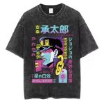Vintage pestud T-s&auml;rk meestele Suvine t&auml;navar&otilde;ivastus T-s&auml;rk JoJo Bizarre Adventure Anime K&otilde;rge kvaliteediga puuvillane vabaajaline l&uuml;hikeste varrukatega T-s&auml;rk S