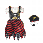 Kapten Jack Sparrow piraadikost&uuml;&uuml;m lastele - 3-osaline Halloweeni cosplay-komplekt Large punane