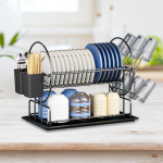 N&otilde;udekuivatusrest tassihoidjatega, ruumis&auml;&auml;stev s&uuml;sinikteras, s&ouml;&ouml;giriistade hoidik n&otilde;ude kuivatamiseks must