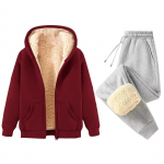 Naiste Mood &Uuml;hev&auml;rviline Ja Talvine Polsterdatud Ja Paksenenud Lukuga Kapuutsiga Dressipluus Jakk Sweatpants Vabaaja Kaheosaline Komplekt M