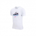 Nike Sportswear Kootud Prinditud &Uuml;mmarguse Kaelusega L&uuml;hikeste Varrukatega T-s&auml;rk Meeste Topid Valge DB4826-100 L