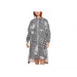 Nike Houndstooth Ebaregulaarne Spleissing K&uuml;ljepilu T&auml;ispikk T&otilde;mblukk Krae Pikkade Varrukatega TRENCH-mantel Naiste &Uuml;ler&otilde;ivad Must FB8273-104 S