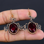 Granaat Ehted, 999 Vasktraadiga M&auml;hitud K&otilde;rvar&otilde;ngad, K&auml;sitsi Valmistatud V&auml;&auml;riskividega Ehted K&otilde;rvar&otilde;ngad M&auml;lestusp&auml;evaks 2.53 Inches