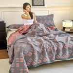 Kahekihiline puuvillane marlpleed &ndash; pikkade kiududega puuvillane uinakuks ja voodikatteks 230*250 Single Towel Blanket