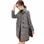 Naiste villane ruuduline mantel Talvine soe paksem jope &Uuml;herealine pika villane &uuml;ler&otilde;ivad Naiste lahtik&auml;iva kraega jope 4XL must