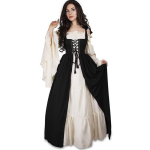 Keskaegne punkkleit, cosplay Halloweeni kost&uuml;&uuml;mid, naiste palee karnevalipidu, maskeering printsess, naine, viktoriaanlik Vestido r&uuml;&uuml; M must