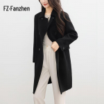 Women's 100% Wool Mid-Length Doll Collar Coat XL
