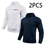 2 tk Kapuutsiga pusa Meeste S&uuml;gis Talv Kapuutsiga Pikkade varrukatega Pullover Pariisi tr&uuml;kiga Dressipluus Linna stiil Vabaaja Sportlik Kapuutsiga Jakk L white
