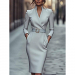 Kevad S&uuml;gis P&uuml;stkrae Elegantne Mood V&ouml;&ouml; Kehakuju Esiletoov &Otilde;htukleit Naised Pikkade Varrukatega V&ouml;&ouml;kohalt Liibuv R&uuml;&uuml; Vestidos 2XL hall