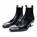 Retro paksude kontsadega Martin saapad: Briti stiilis naiste ja meeste cowboy Chelsea saapad metallist terava ninaga s&uuml;giseks/talveks. Size 45 must